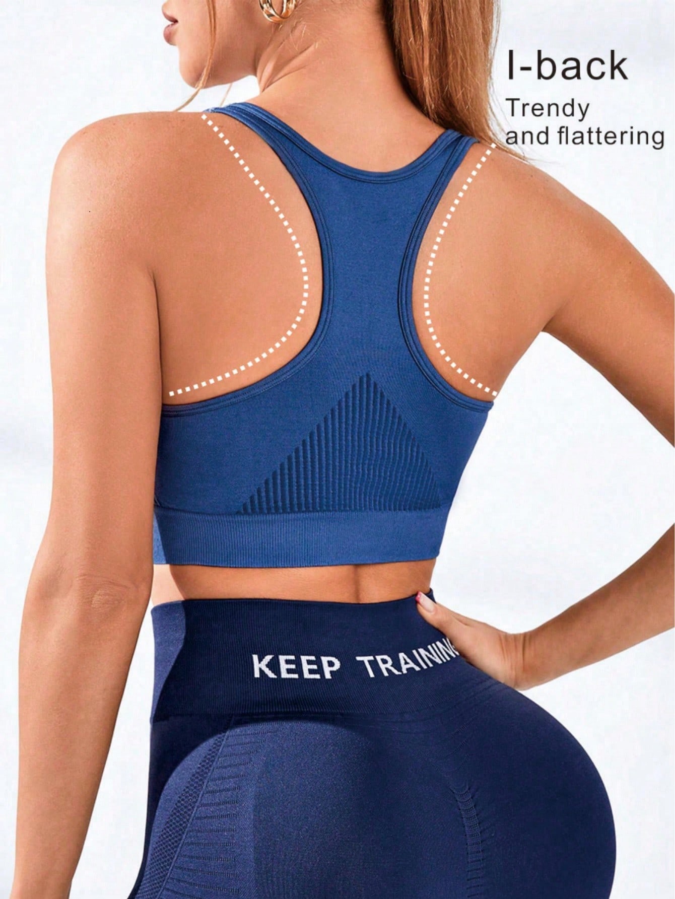 Seamless Ribbed Workout Tank Top - 여성용 레이서백 스포츠 브라 심리스 리브드