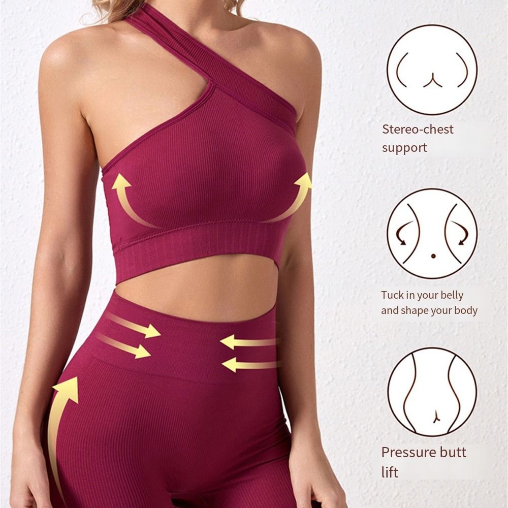 Seamless Ribbed Workout Tank Top - 2피스 재사용 가능한 여성 운동복 세트