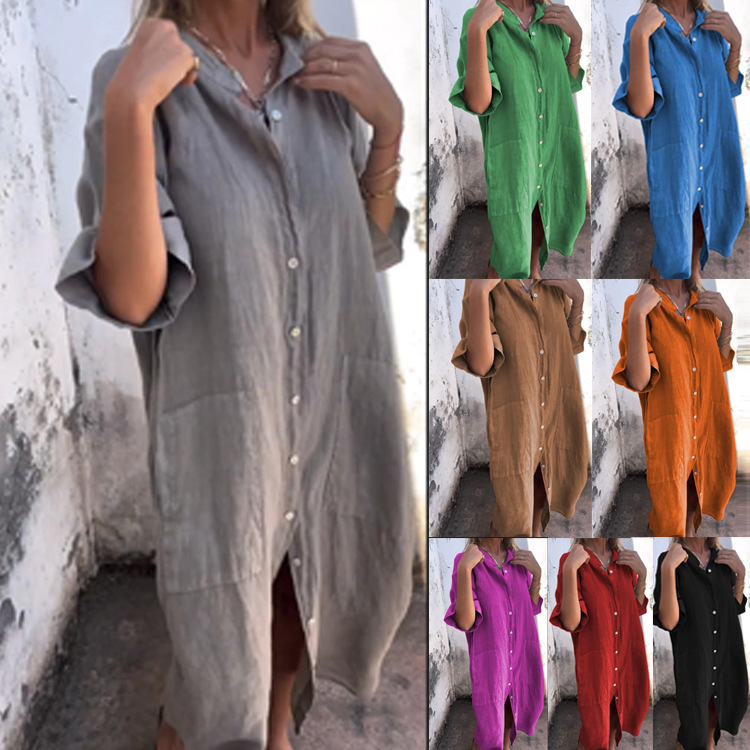 Casual Loose Linen Shirt Dress - 2026 여성용 올드머니 셔츠 드레스 루즈핏