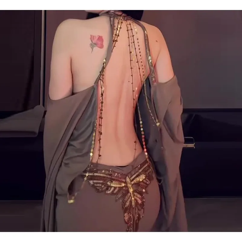 Y2K Backless Halter Mini Dress - 유럽계 미국인 핫 여성용 드레스 백리스