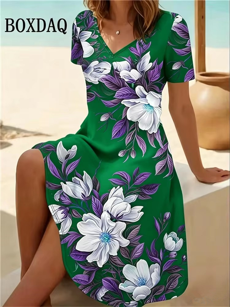 Boho Summer Beach Maxi Dress - 6XL 플러스 사이즈 여성 드레스 여름