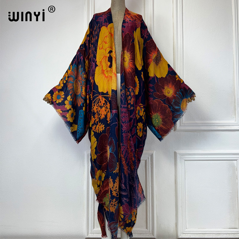 Boho Summer Beach Maxi Dress - WINYI 아프리카 패션 여름 기모노 맥시