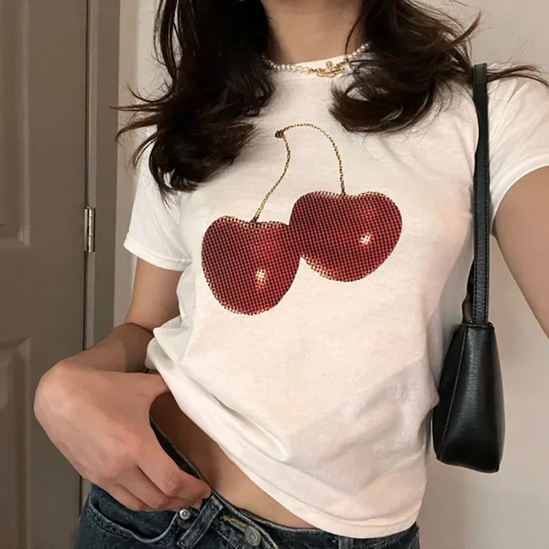 Y2K Graphic Baby Tee Crop - 에스테틱 여름 베이비 티셔츠 스트릿웨어 고스