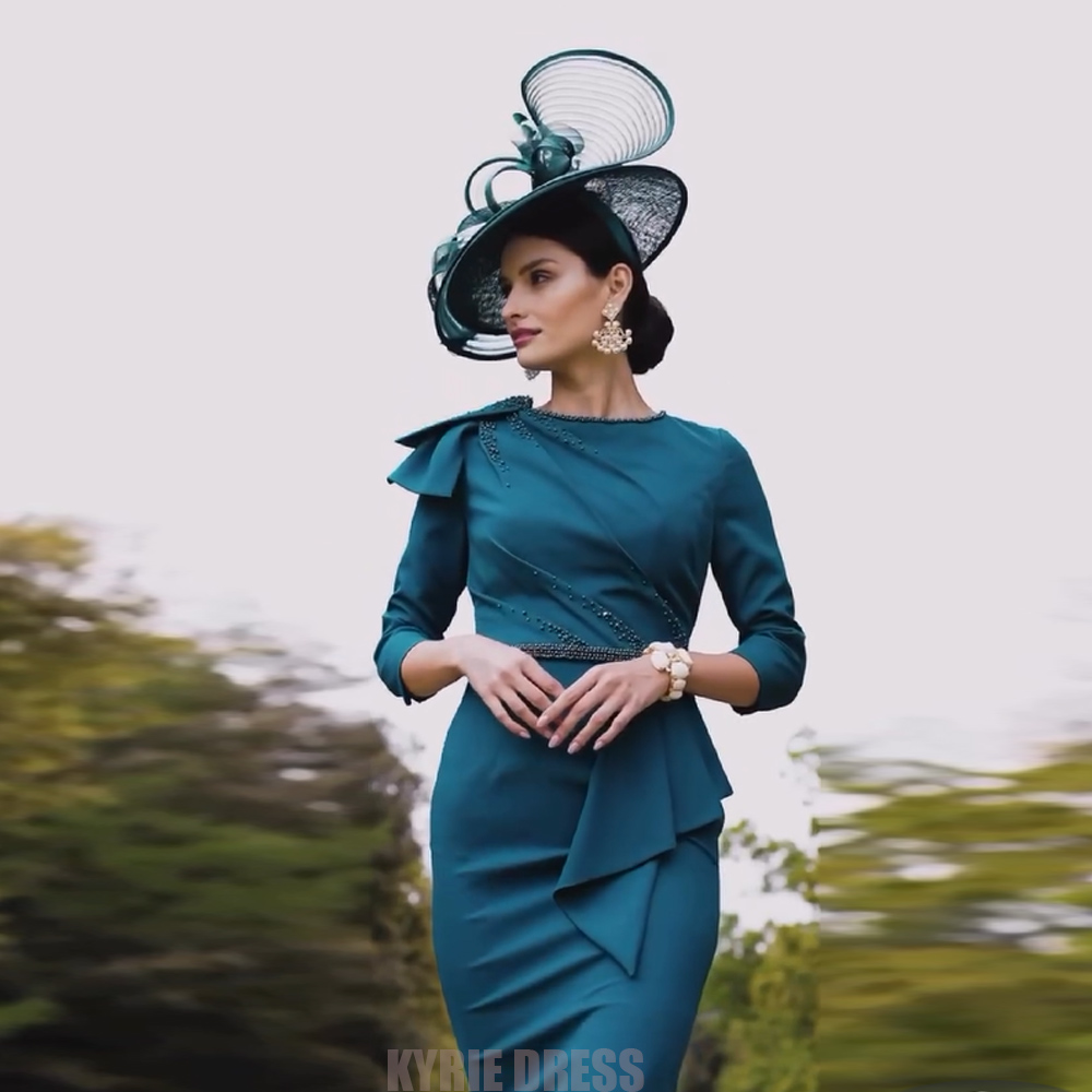 Elegant Satin Evening Gown Split - 우아한 신부 어머니 드레스 맞춤형 3/4