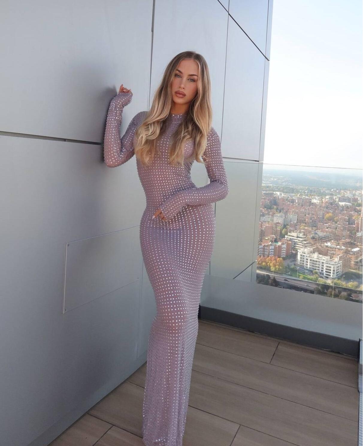 Sparkly Rhinestone Club Party Dress - 투명 사진 촬영 가운, 반짝이는 라인석