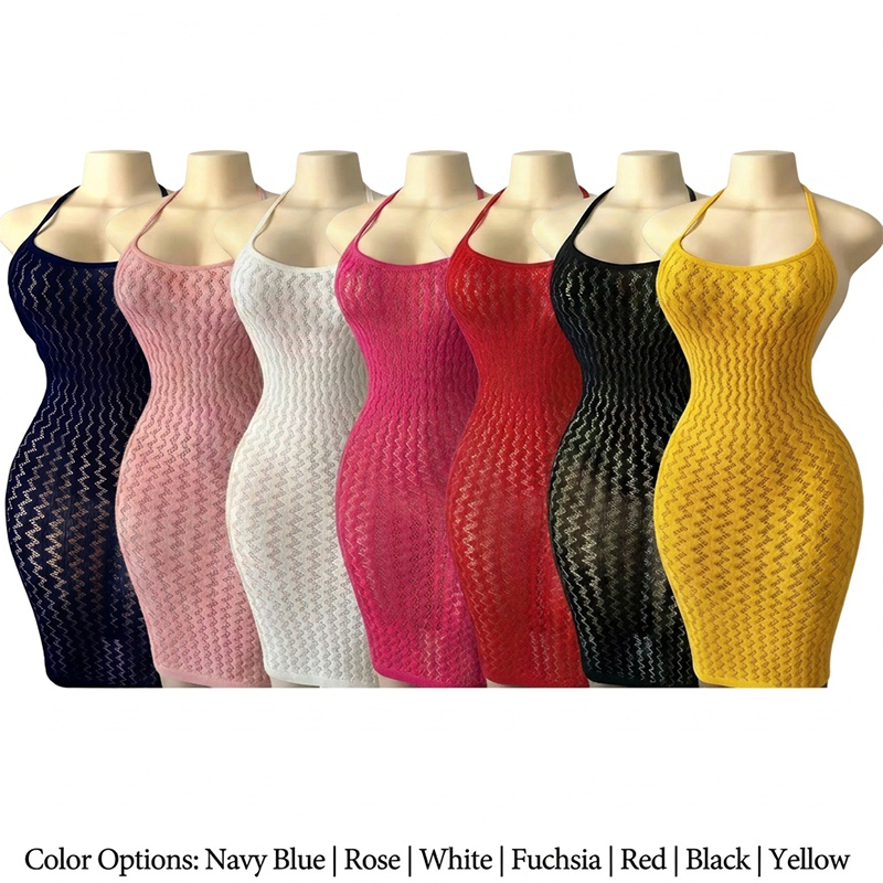 Sexy Mesh Sheer Bodycon Dress - 메쉬 비치 커버업 드레스 여성용 속이