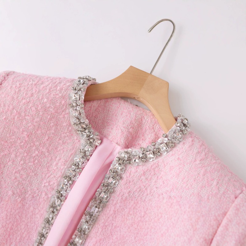 Tweed Two Piece Blazer Dress - 프리미엄 핑크 트위드 여성 투피스 의상,