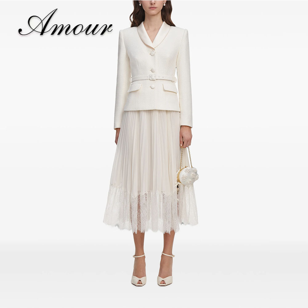 Tweed Two Piece Blazer Dress - 아무르 맞춤형 투피스 정장 세트, 라펠