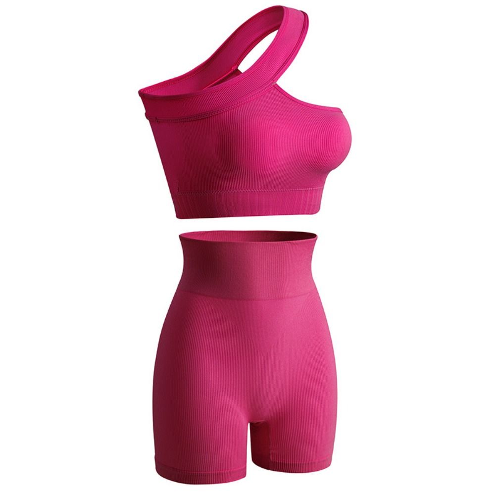 Seamless Ribbed Workout Tank Top - 2피스 캐주얼 심리스 여성 운동복 세트