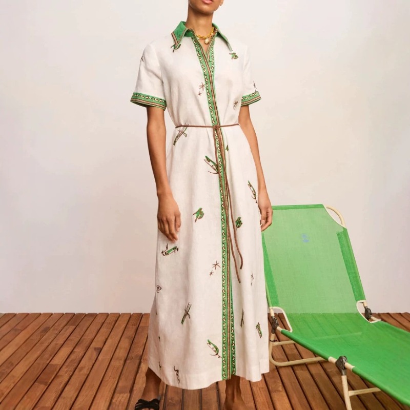 Casual Loose Linen Shirt Dress - 2026년 가을 신상 여성용 린넨 플로럴