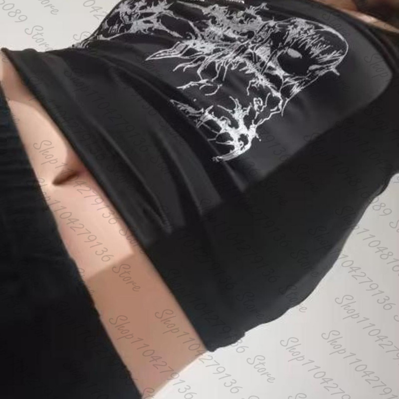 고딕 여성용 코르셋 탱크탑 Y2K 그래픽 프린트 의류  - Y2K Graphic Baby Tee Crop 리뷰 및 가격
