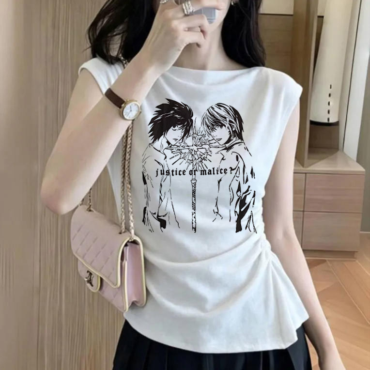 데스노트 고딕 그런지 크롭탑 빈티지 여성 카와이 그래픽 - Y2K Graphic Baby Tee Crop 리뷰 및 가격