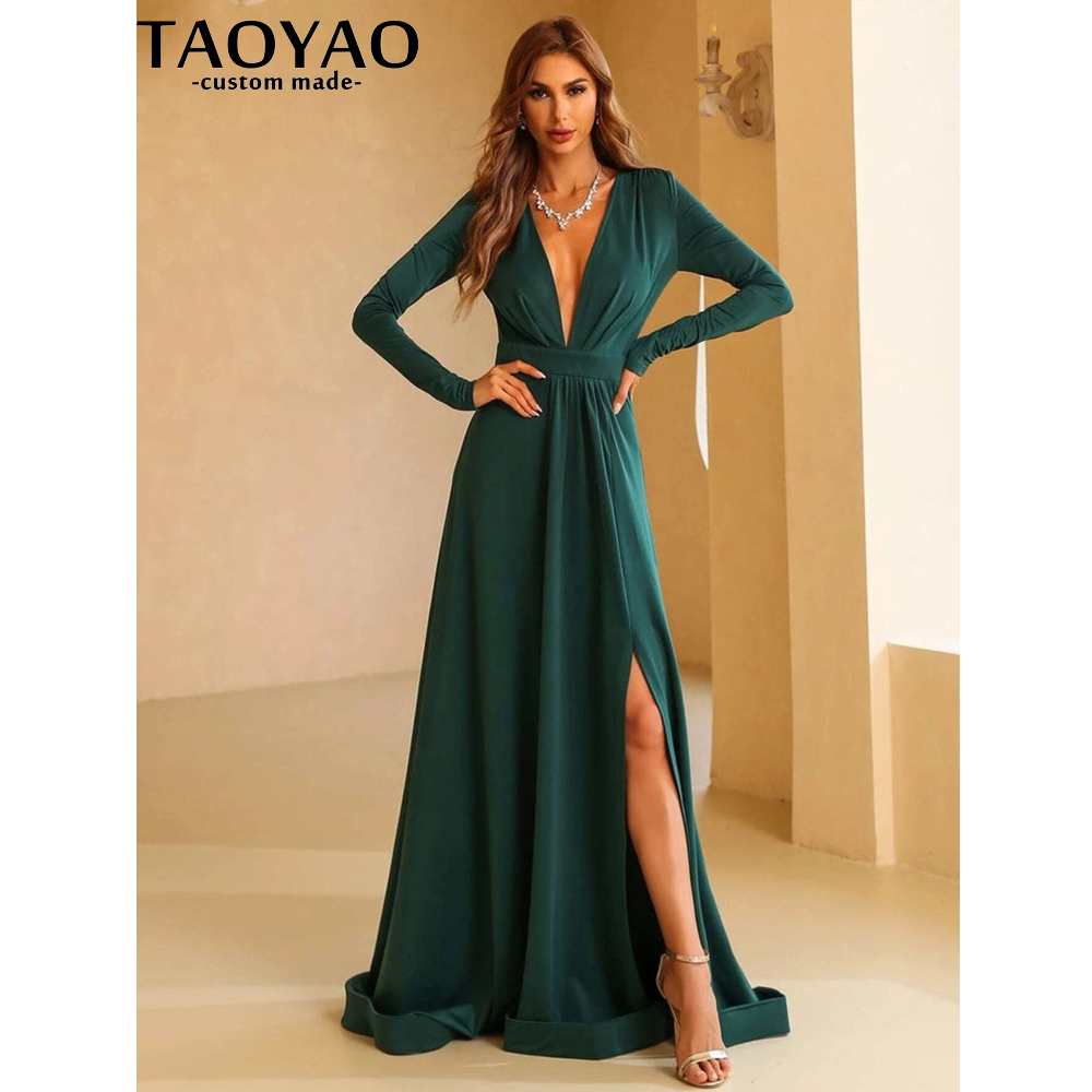 TaoYao 여성용 이브닝 드레스, 맞춤형 A 라인,  - Elegant Satin Evening Gown Split 리뷰 및 가격