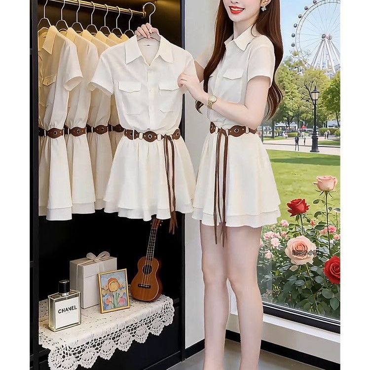 한국 스타일 반팔 셔츠 드레스 여성의 우아하고 젊고 아 - Korean Style A Line Shirt Dress 리뷰 및 가격