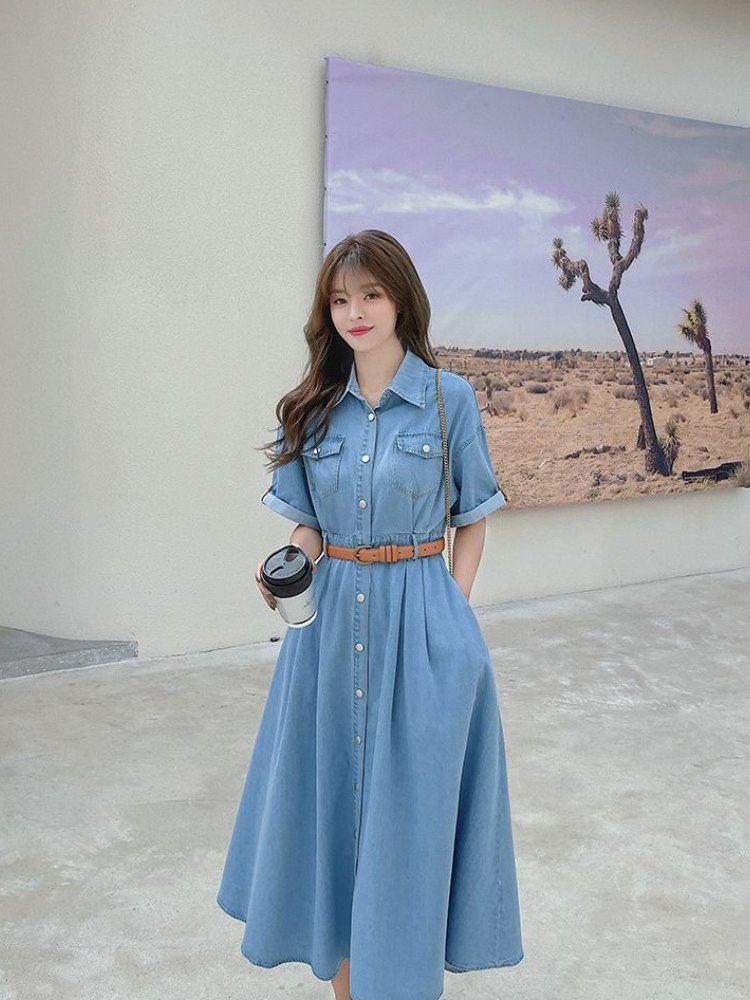 여성 데님 드레스 2026 여름 신상 한국 스타일 무릎 - Korean Style A Line Shirt Dress 리뷰 및 가격