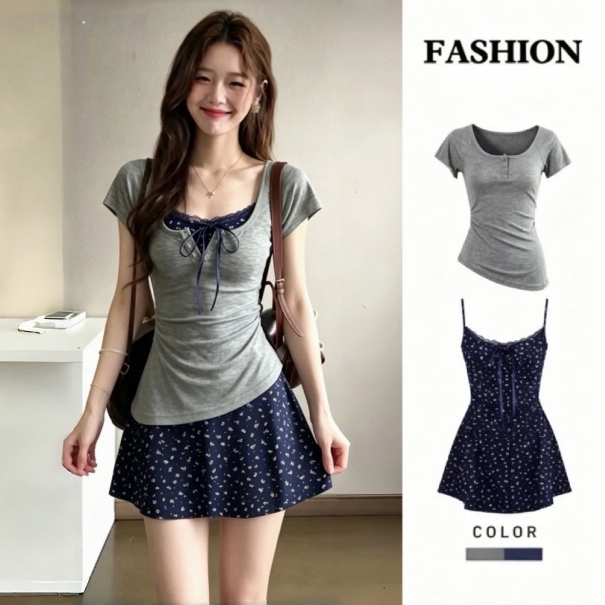 여성용 프랑스 우아한 슬림 레이스 미니 슬링 드레스 티 - Korean Style A Line Shirt Dress 리뷰 및 가격