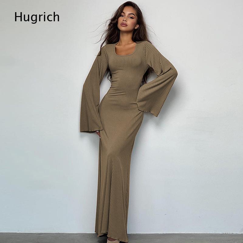 여성용 우아한 골지 니트 맥시 드레스, 롱 벨 슬리브와 - Bodycon Long Sleeve Ribbed Dress 리뷰 및 가격