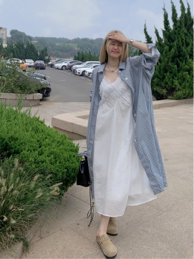 시크 플러스 사이즈 세트 레이지 스타일 롱 셔츠 코트  - Korean Style A Line Shirt Dress 리뷰 및 가격