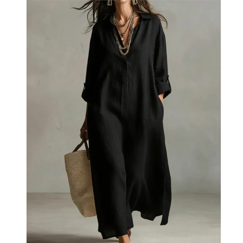 여성 빈티지 린넨 셔츠 드레스 라펠 칼라 버튼 긴소매  - Casual Loose Linen Shirt Dress 리뷰 및 가격