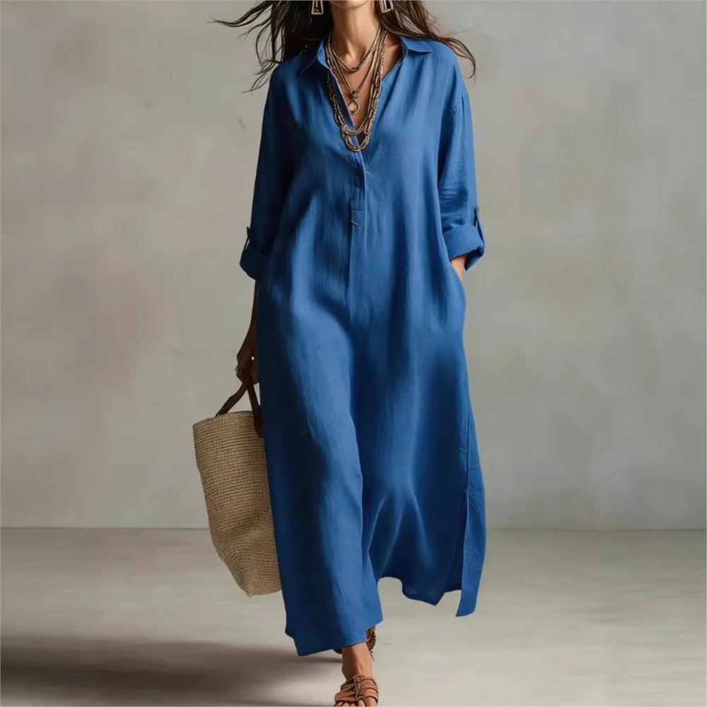 여성 빈티지 린넨 셔츠 드레스 라펠 칼라 버튼 긴소매  - Casual Loose Linen Shirt Dress 리뷰 및 가격