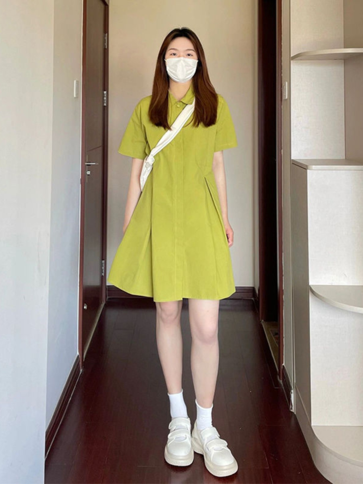 플러스 사이즈 칼라 드레스 여성 루즈 셔츠 스타일 여름 - Korean Style A Line Shirt Dress 리뷰 및 가격