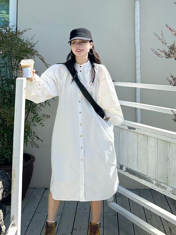 플러스 사이즈 여성용 긴팔 셔츠 드레스 싱글 버튼 하이 - Korean Style A Line Shirt Dress 리뷰 및 가격