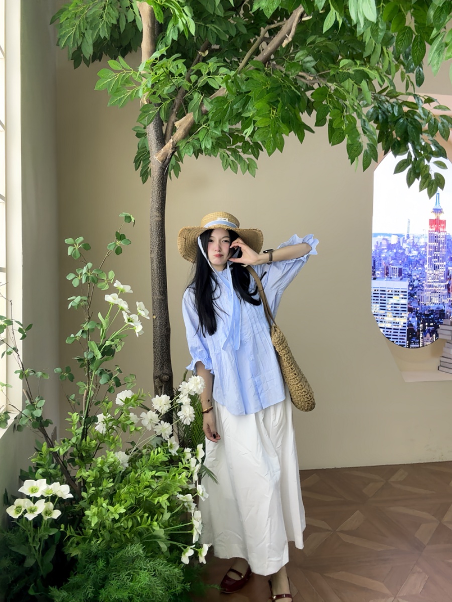 플러스 사이즈 여성용 블루 버블 슬리브 셔츠와 하이 웨 - Korean Style A Line Shirt Dress 리뷰 및 가격