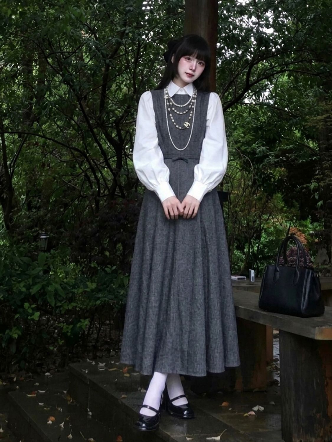 한국 헵번 스타일 투피스 드레스 세트 여성 랜턴 슬리브 - Korean Style A Line Shirt Dress 리뷰 및 가격