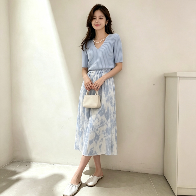 2026 여름 여성용 젠틀 숏 슬리브 V넥 티셔츠 드레 - Korean Style A Line Shirt Dress 리뷰 및 가격