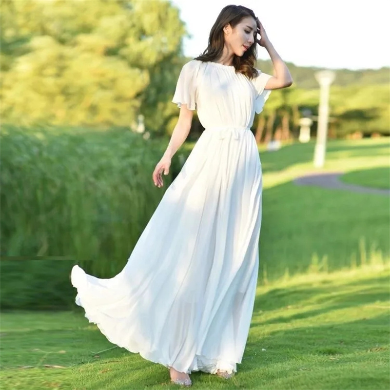 2023 여성용 라지 비치 쉬폰 엑스트라 롱 비치 휴양 - French Vintage Floral Midi Dress 리뷰 및 가격