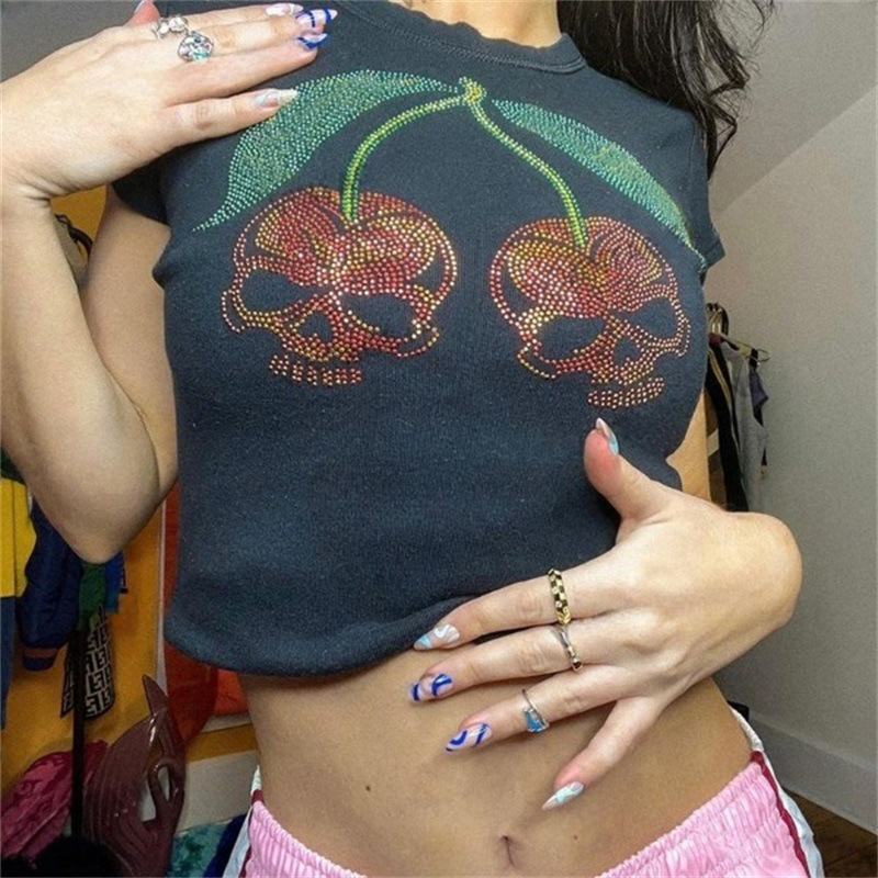 미적 펑크 슬림 Emo 소녀 베이비 티 고딕 stree - Y2K Graphic Baby Tee Crop 리뷰 및 가격