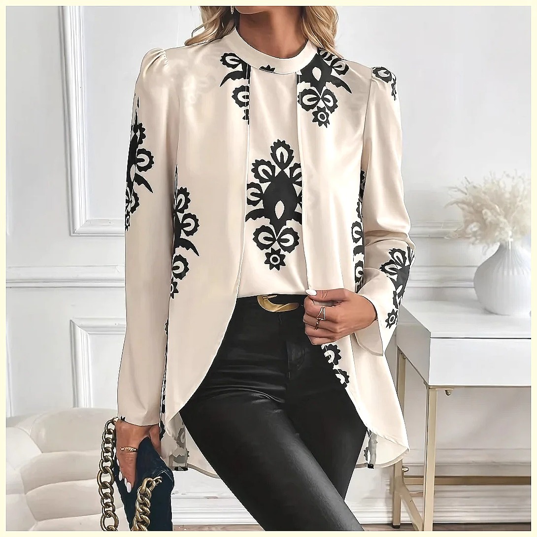 2026 패션 여성용 긴팔 프린트 블라우스, 우아한 오 - Blouses 리뷰 및 가격