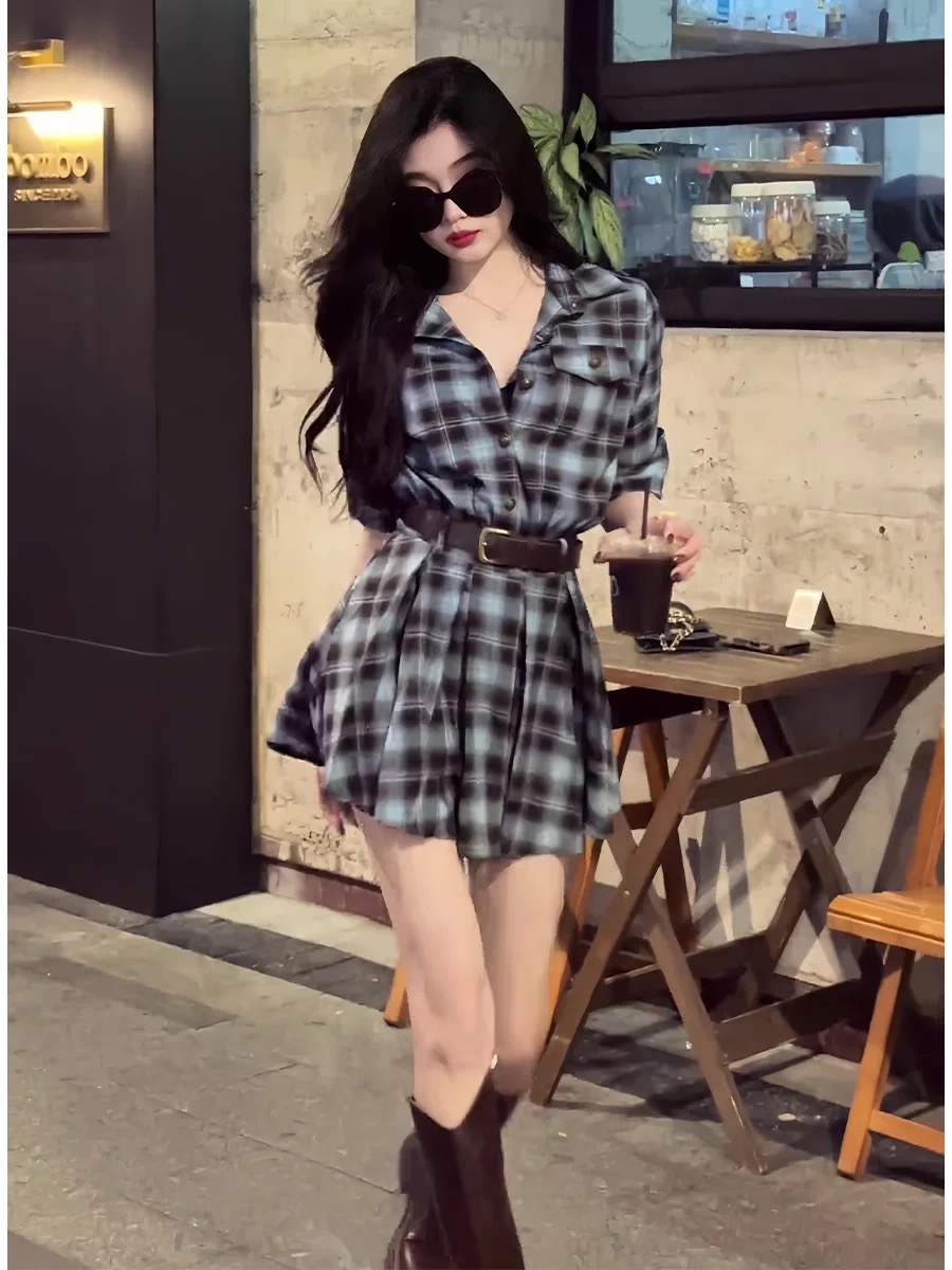한국 스타일 체크무늬 셔츠 드레스 디자인 센세이션 초가 - Korean Style A Line Shirt Dress 리뷰 및 가격