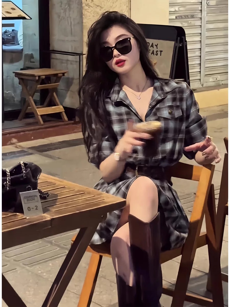 한국 스타일 체크무늬 셔츠 드레스 디자인 센세이션 초가 - Korean Style A Line Shirt Dress 리뷰 및 가격