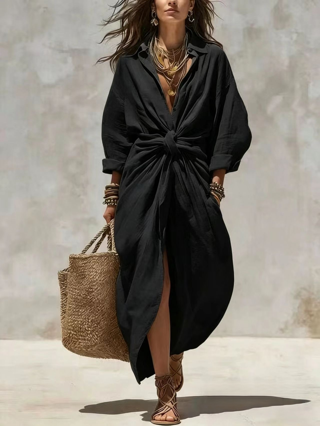 보헤미안 스타일 화이트 린넨 코튼 셔츠 드레스 긴팔 하 - Casual Loose Linen Shirt Dress 리뷰 및 가격