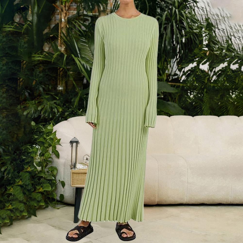 골지 니트 드레스 여성용 긴팔 니트 맥시 드레스 크루넥 - Bodycon Long Sleeve Ribbed Dress 리뷰 및 가격