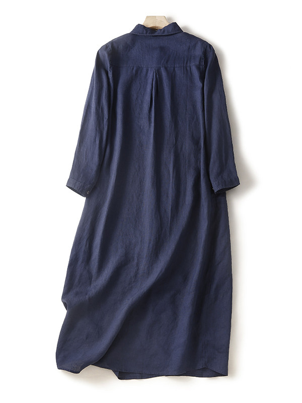캐주얼 코튼 린넨 루즈핏 셔츠 드레스 슬리밍 롱 슬리브 - Casual Loose Linen Shirt Dress 리뷰 및 가격