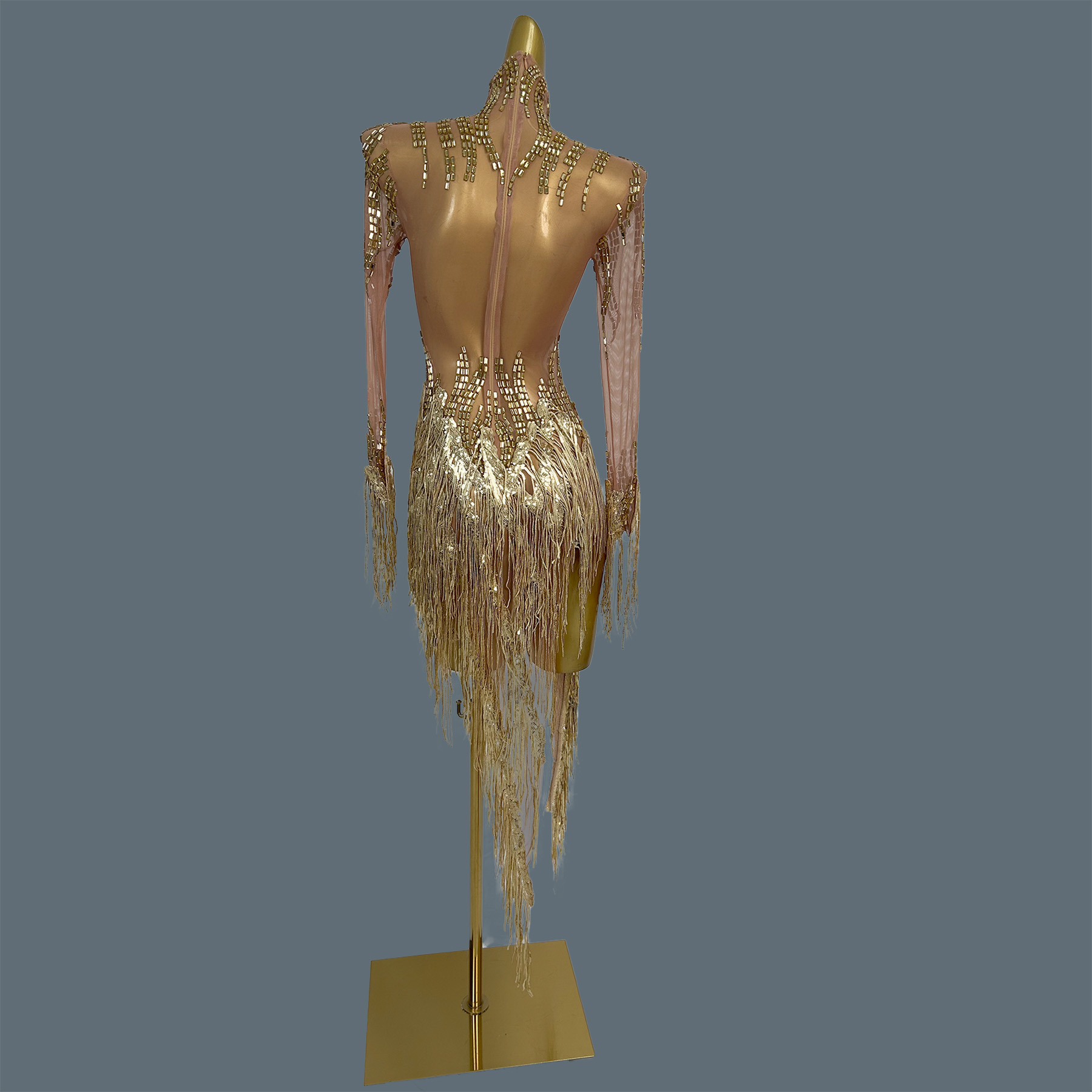 파티 무대 공연 반짝이는 라인스톤 골드 시스루 메쉬 미 - Sparkly Rhinestone Club Party Dress 리뷰 및 가격