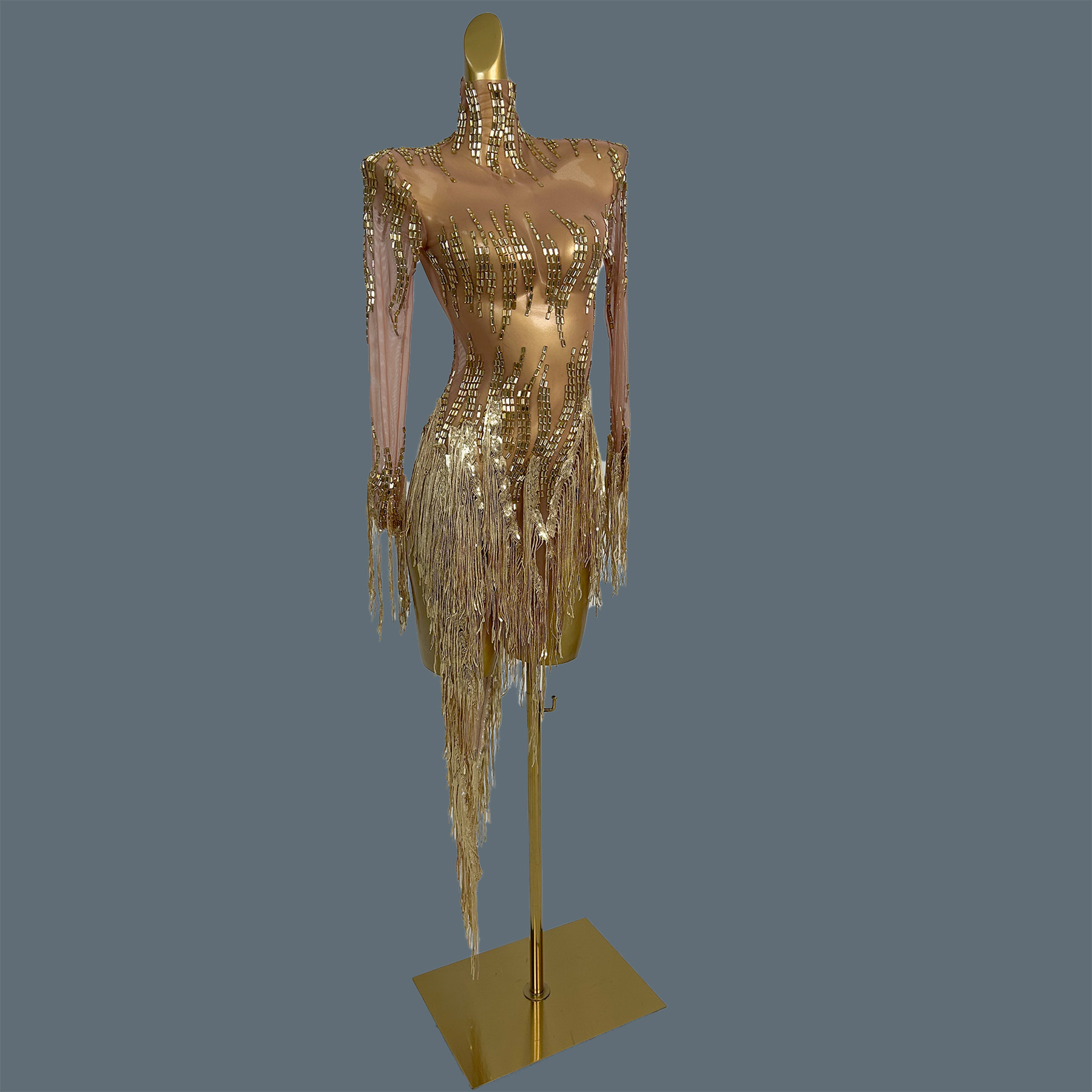 파티 무대 공연 반짝이는 라인스톤 골드 시스루 메쉬 미 - Sparkly Rhinestone Club Party Dress 리뷰 및 가격