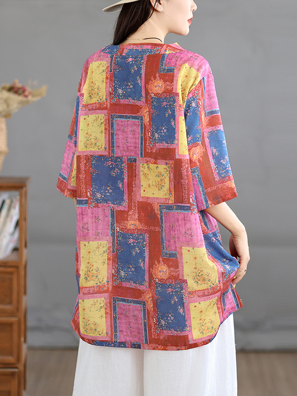 캐주얼 린넨 프린트 탑 빈티지 루즈핏 V넥 미디 길이  - Casual Loose Linen Shirt Dress 리뷰 및 가격