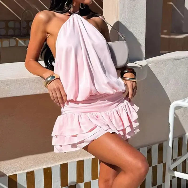 밴디지 솔리드 엘레강스 홀터 백리스 미니 드레스 Y2K - Y2K Backless Halter Mini Dress 리뷰 및 가격