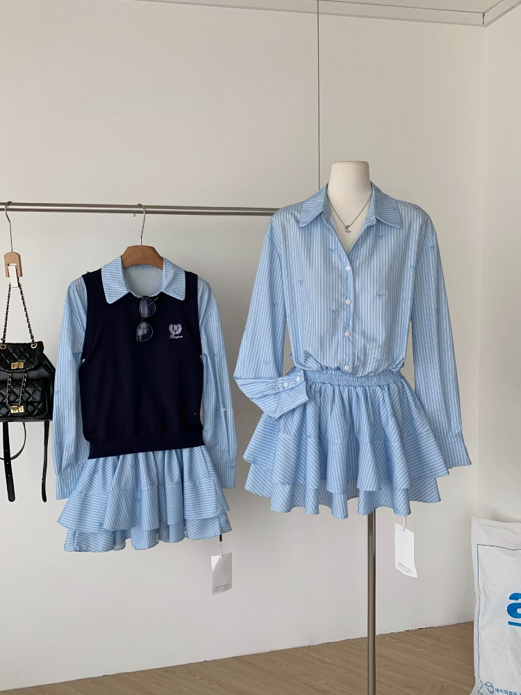 봄 가을 한국 패션 대학 스타일 투피스 세트 여성 긴팔 - Korean Style A Line Shirt Dress 리뷰 및 가격