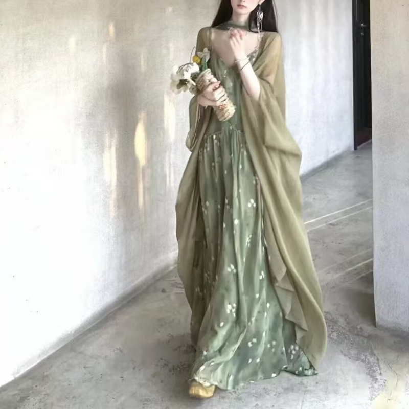 2025년 신상 빈티지 우아한 프렌치 플로럴 프린트 브 - French Vintage Floral Midi Dress 리뷰 및 가격