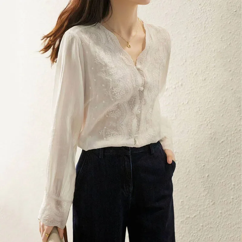 GELITAYIN v 넥 긴 소매 리넨 블라우스 가을  - Casual Loose Linen Shirt Dress 리뷰 및 가격