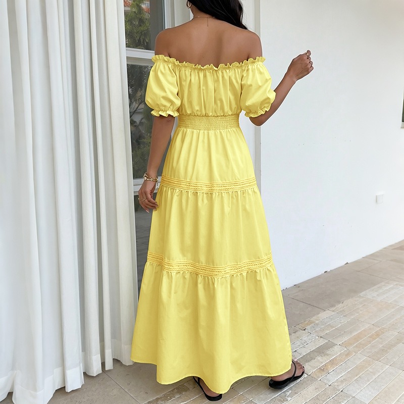 여름 보헤미안 여성용 옐로우 오프숄더 코르셋 파티 A라 - Off Shoulder Puff Sleeve Sundress 리뷰 및 가격