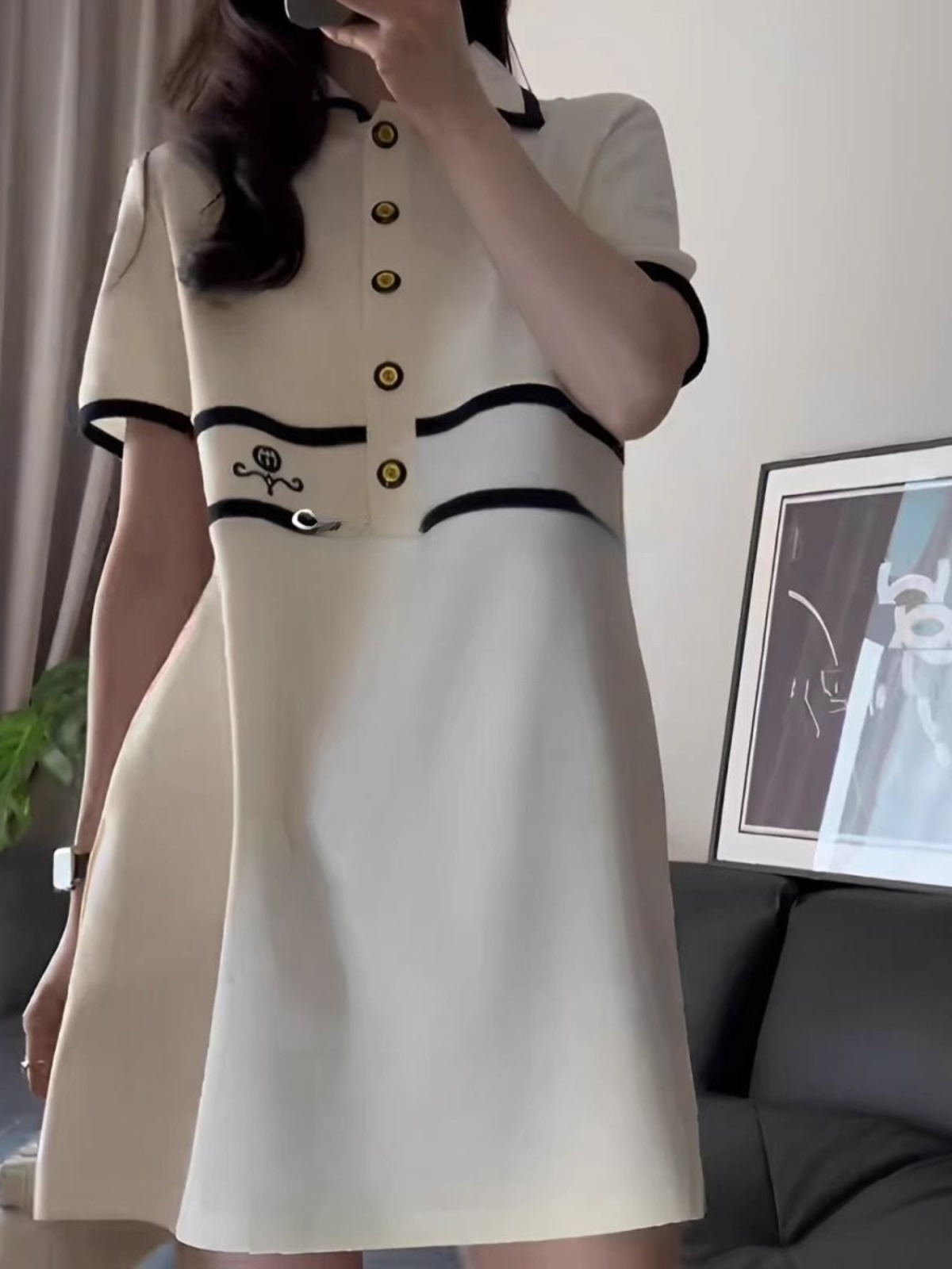 플러스 사이즈 칼라 반팔 드레스 여성용 팻 MM 여름  - Korean Style A Line Shirt Dress 리뷰 및 가격