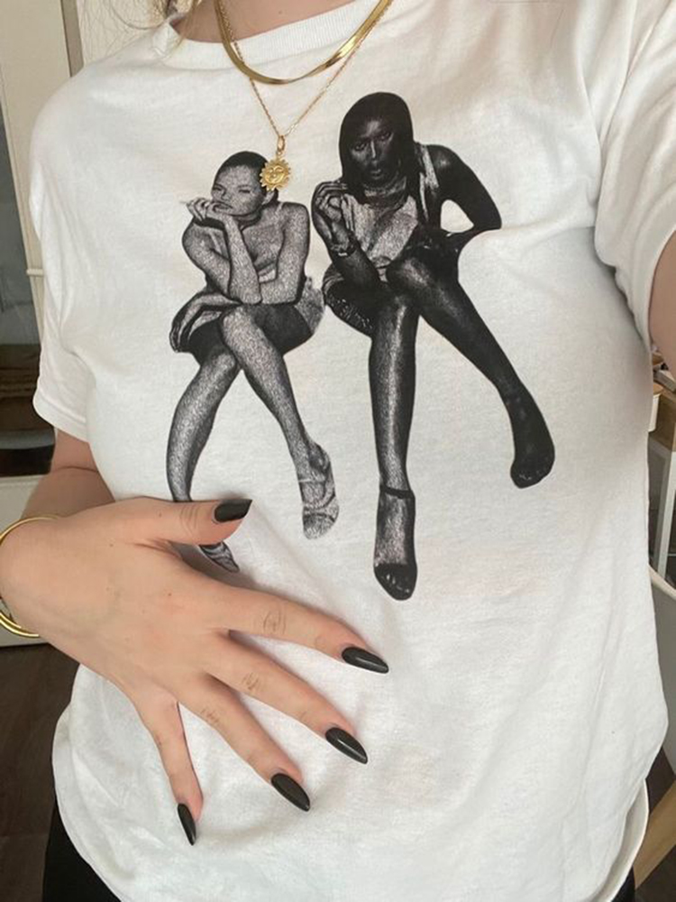 그래픽 프린트 빈티지 크롭탑 Y2k 의류, 미적 여름  - Y2K Graphic Baby Tee Crop 리뷰 및 가격