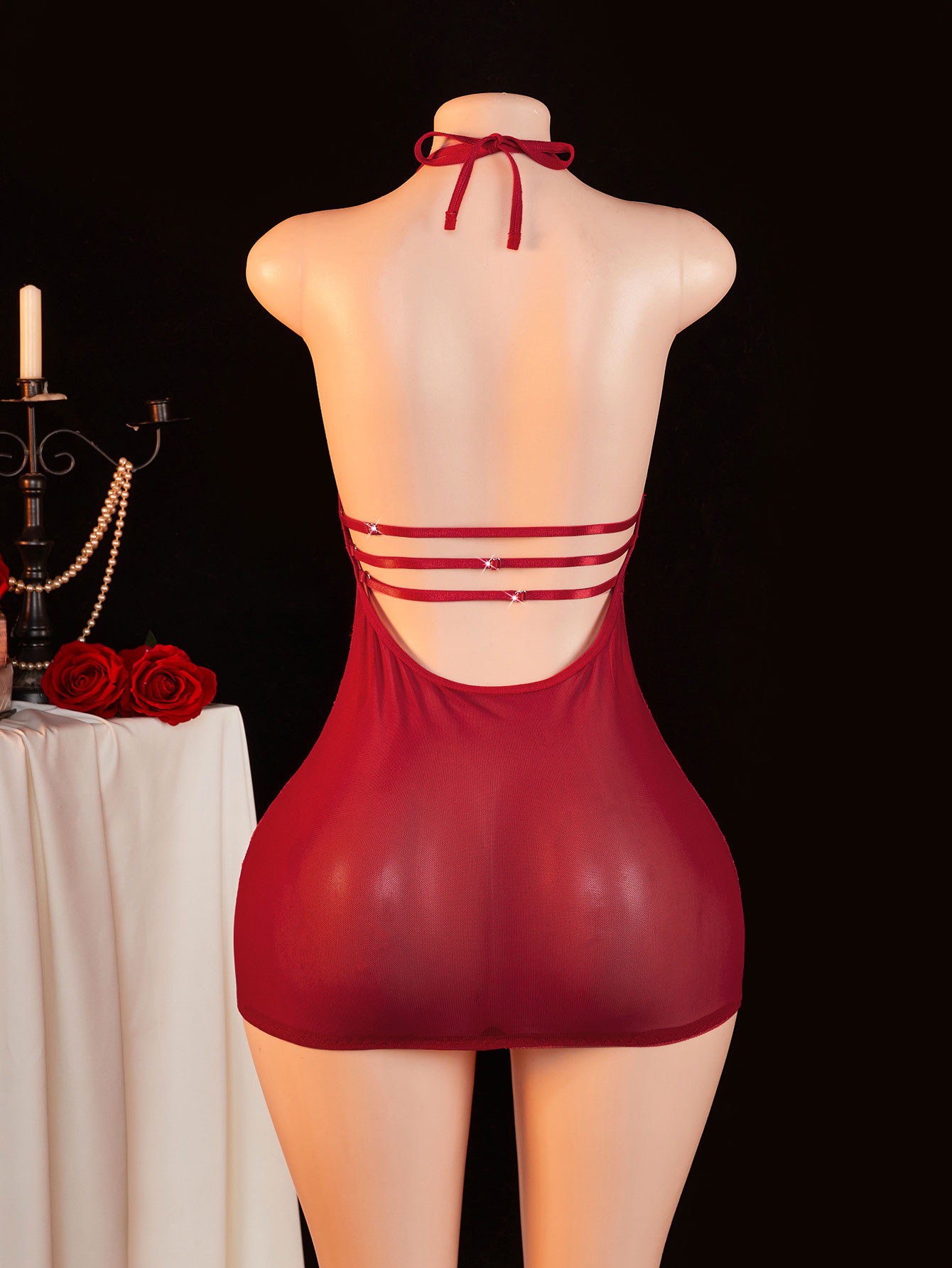 시스루 레이스 베이비돌 여성용 홀터 딥 V 플런지 메쉬 - Sexy Mesh Sheer Bodycon Dress 리뷰 및 가격