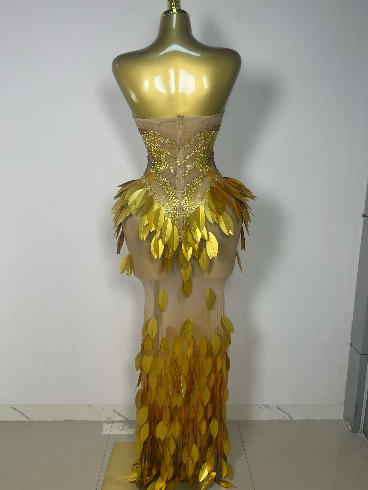 반짝이는 골드 라인스톤 스팽글 이브닝 파티 드레스 럭셔 - Sparkly Rhinestone Club Party Dress 리뷰 및 가격