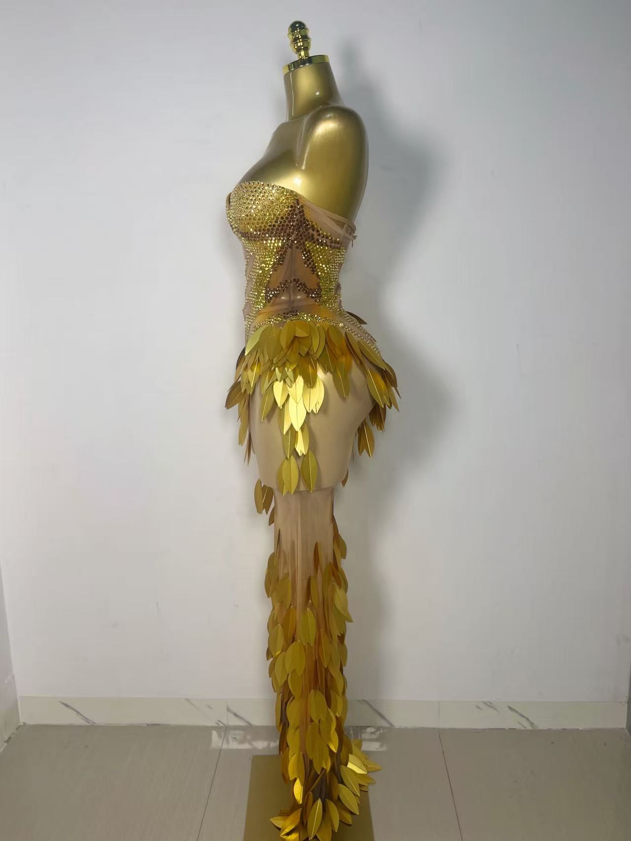 반짝이는 골드 라인스톤 스팽글 이브닝 파티 드레스 럭셔 - Sparkly Rhinestone Club Party Dress 리뷰 및 가격